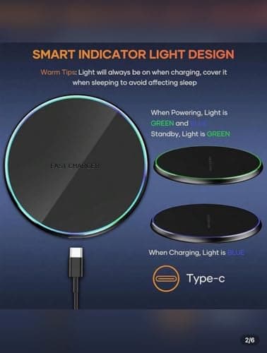 White Wireless Charger 50W Max Fast Wireless Charging Pad Compatible with iPhone 16/15/14/13/SE/12/11 Pro/XS Series, Samsung Galaxy S24/S23/S22 Series - Charging Cable Included. 4