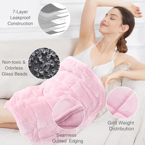 Alomidds Weighted Blanket 7lbs for Adults, Cozy Breathable Weighted Lap Blanket, Small Weighted Blanket Travel, Weighted Lap Pad for Couch, Sofa, Pink, 29" x 24" 6