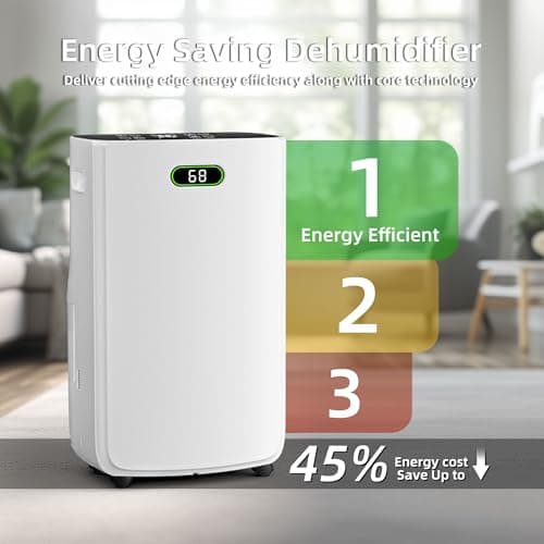 5000 Sq.Ft Dehumidifier for Basement with Drain Hose, 80 Pint Dehumidifiers for Home with Large 6.5L Water Tank,24H Timer,Child Lock,Defrost,Silent,4 Modes Operation Auto Shut-off 5