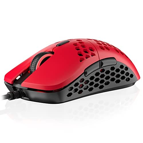 HK GAMING Mira M Ultra Lightweight Honeycomb Shell Wired RGB Gaming Mouse - Up to 12 000 cpi | 6 Buttons - 63g Only (Mira-M, Monza Red)