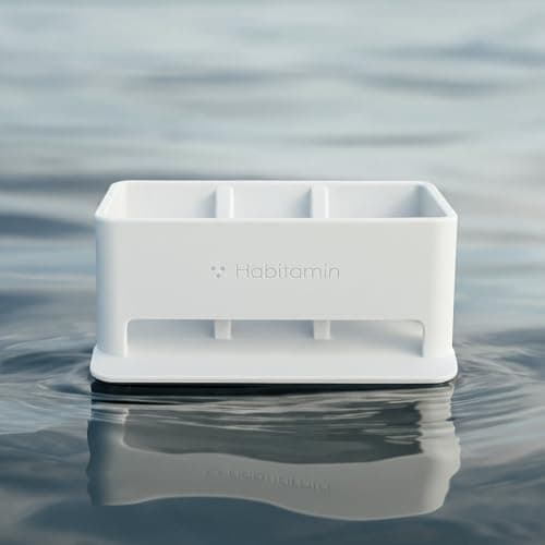 Habitamin Self-Draining Soap Dish – Fast Drying Soap Holder with 3 Suction Cups, Prevents Soap Melt & Water Buildup for Shower, Bathroom & Kitchen (Cool White) 9