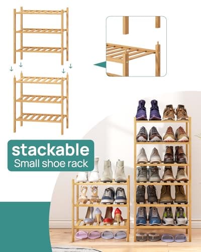 viewcare Small Shoe Rack, 3-Tier Shoe Rack for Entryway, Bamboo Wood Shoe Shelf for Closet & Hallway, Long 17.2IN | Beautiful | Functional | Sturdy | Durable 5