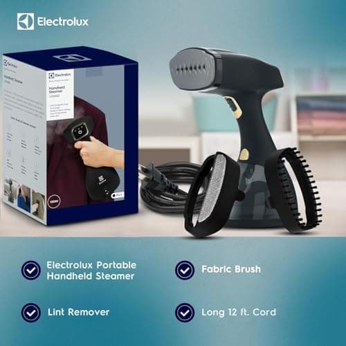 Electrolux Steamer for Clothes, 1500 Watt Portable Handheld Fabric and Garment Steamer with Lint Remover & Fabric Brush, Ultra-Fast Heat Up, 18 Min Continuous Steam for Powerful Wrinkle Remover, Black 6