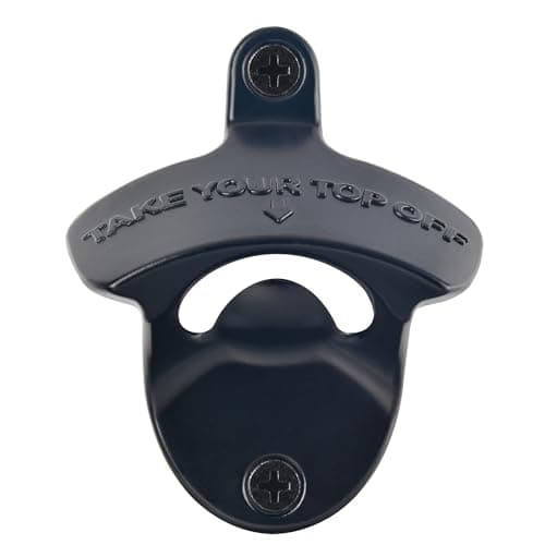 Jumiok Wall Mounted Bottle Opener Black, Wooden Cooler Mounted Beer Cap Opener Stainless