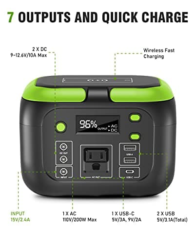 200W Portable Power Station, SinKeu 42000mAh Solar Generator With 110V AC Outlet, DC, USB C, USB QC3.0, 155Wh Backup Battery Pack Power Supply for Camping Essential Road Trip Home Outdoor Emergency 6