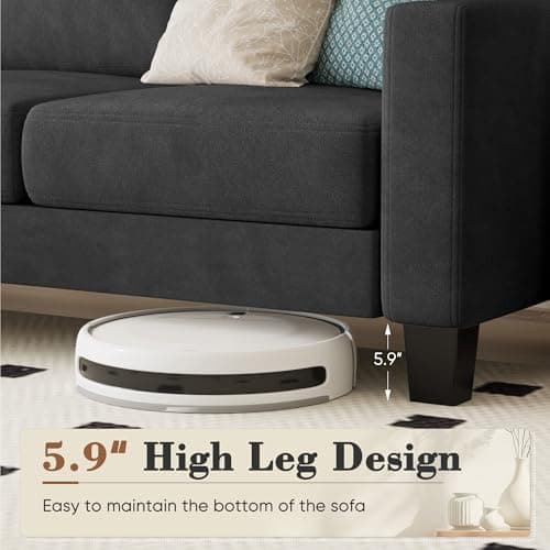 Homall Sofa for Living Room, Couch with Convertible Chaise, 3 Seat L-Shaped Sofas, Comfy Fabric Couches for Apartment, Small Space, Dark Gray 6