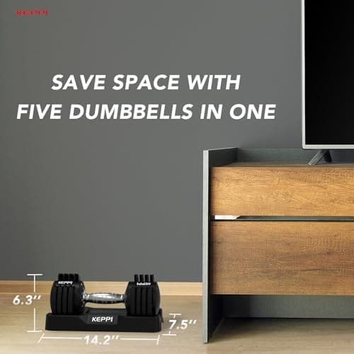 Keppi Adjustable Dumbbells Set-25lb Pair, Anti-Slip Metal Fast Adjust Weight Handle, Exercise & Fitness for Full Body Workout -DBA25(Pair) 5