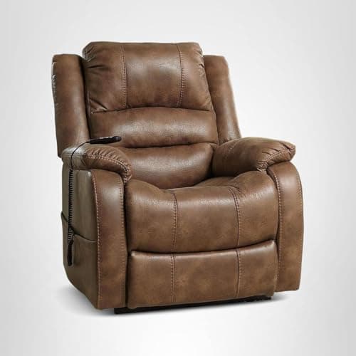Signature Design by Ashley Yandel Faux Leather Electric Power Lift Recliner for Elderly, Brown 12