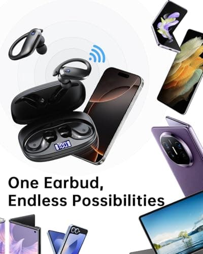 NDO Wireless Earbuds Bluetooth 5.3 Headphones Sport,IPX7 Waterproof Sports Earphones with Earhooks,48H Playtime,Lightweight 7.8g,Fast Charging Case,Noise Cancelling Mic for Running Gym Workout-Black 8