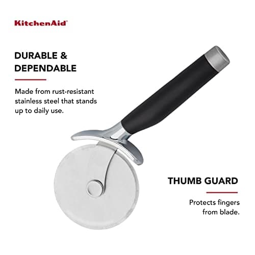 KitchenAid Classic Pizza Wheel with Sharp Blade For Cutting Through Crusts, Pies and More, Built In Finger Guard for Safety and Comfort Grip to Protect Fingers, Dishwasher Safe, 9-Inch, Black 6