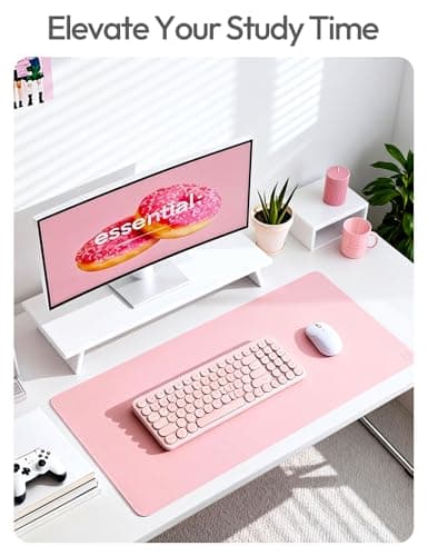 YSAGi Leather Desk Protector, Office Mat, Large Mouse Mat, Non-Slip PU Leather Blotter, Laptop Pad, Waterproof Writing Pad for Office and Home (Light Pink, 23.6" x 13.8") 6