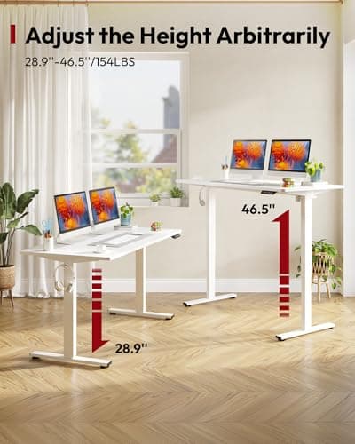SANODESK Electric Standing Desk 79 x 32 Inches Height Adjustable Stand Up w/6-Button Controller Ergonomic Computer Desk with Splice Board for Home Office, White Frame + White Tabletop 8