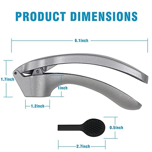 Garlic Press, Garlic Mincer Easy-squeeze Ergonomic Handle, Rust Proof, No Need To Peel, Professional Ginger Press & Garlic Crusher with Handy Cleaning Brush- Dishwasher Safe 9