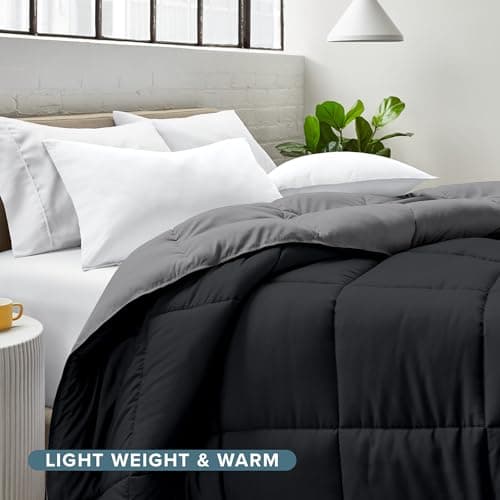 Bare Home Twin/Twin Extra Long Comforter - Reversible Colors - Goose Down Alternative - Ultra-Soft - Premium 1800 Series - All Season Warmth - Bedding Comforter (Twin/Twin XL, Black/Grey) 7
