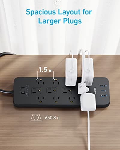 Anker Power Strip with 2100J Surge Protector, Outlet Extender, 5ft Extension Cord with Multiple Outlets, 12 AC, 2 USB A,1 USB C Port for 20W, Home Office, Dorm Room Essentials, TUV Listed 5