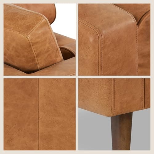 POLY & BARK Napa Lounge Chair – 42” – Cognac Tan – Italian-Tanned Full-Grain Pure-Aniline Leather, Feather-Down Cushions, Solid Wood Frame 6