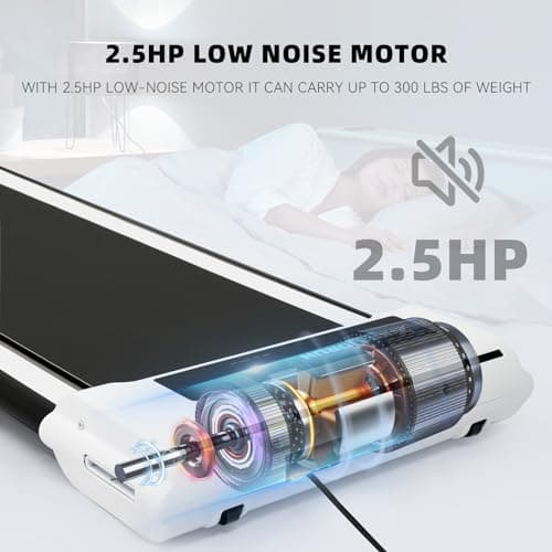 KREJORUN Under Desk Treadmill for Home Office, 2 in 1 Portable Running Walking Pad with Remote Control, 2.5HP Exercise Jogging Machine,White 8