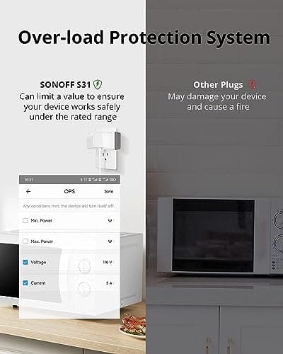 SONOFF S31 WiFi Smart Plug with Energy Monitoring, 15A Smart Outlet Timer Switch ETL Certified, Compatible with Alexa & Google Home, IFTTT Supporting, 2.4 Ghz Wi-Fi Only 7