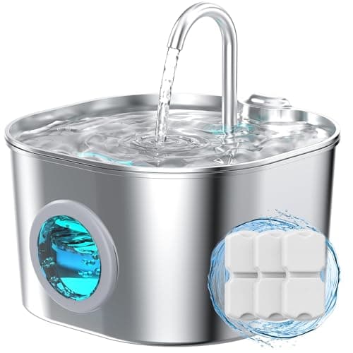 Cat Water Fountain Stainless Steel: Pet Fountains for Cats/Dog Indoor Automatic Waterer Bowls for Drinking Small Animal Water Dispenser Metal Pets Watering Faucet Bottle Auto Kitty Watering Supplies