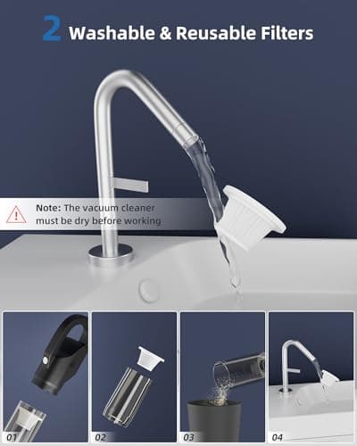 HOLOGO Handheld Vacuum Cordless with Strong Suction, Portable Hand Held Cleaner with 2 Filters, Small Lightweight Hand Car Vacuum Rechargeable for Pet Hair, Home, Office 8