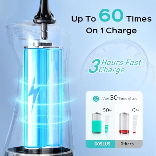 COSLUS Water Dental Flosser Pick for Teeth C30(FC5360): 4 Modes Cordless Portable 300ML Larger Tank Water Teeth Cleaner IPX7 Waterproof Flossing Cleaning Picks for Home Travel Black 7