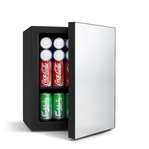 DOGHLY 0.95 Cu.Ft Mini Refrigerator and Beauty Fridge, 24 Cans Mini Fridge with Mirror Door, Temperature Control, Removable Shelf, Compact Cooler for Bedroom, Dorm, Office, Beverage Beauty Storage