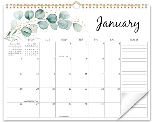 2025 Wall Calendar - Run from January 2025 to December 2025, Aesthetic Hanging Calendar with Thick Paper, Large Daily Blocks, Perfect for Home and Office Monthly Organizing & Planning, 14" x11"