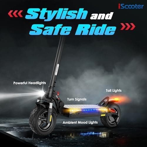iScooter iX3 Electric Scooter,800W Motor E-Scooter Up to 25 Miles Range, Top Speed 25MPH,10" Off Road Pneumatic Tires, Adjustable Handlebar Height, Folding Commuting Escooter for Adults 6