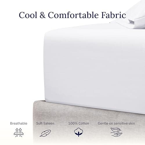 California Design Den King Size Fitted Sheet White, 100% Cotton 400 Thread Count Sateen, Deep Pockets, Durable Fitted Sheet Only (King, White) 5