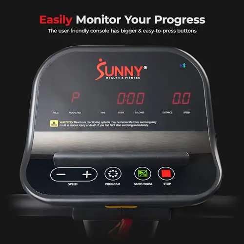 Sunny Health & Fitness Endurance Cardio Running Walking Treadmill with Extended Safety Handrails, Low-Impact, Low Wide Deck and SunnyFit® App Enhanced Bluetooth Connectivity SF-T722062 5
