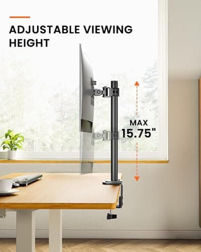 Ergear Monitor Mount for Most 13-32" Computer Screens up to 17.6lbs, Improved LCD LED Monitor Riser, Adjustable Height and Angle, Single Gaming Desk Mount Stand, Black, EGCM12 5