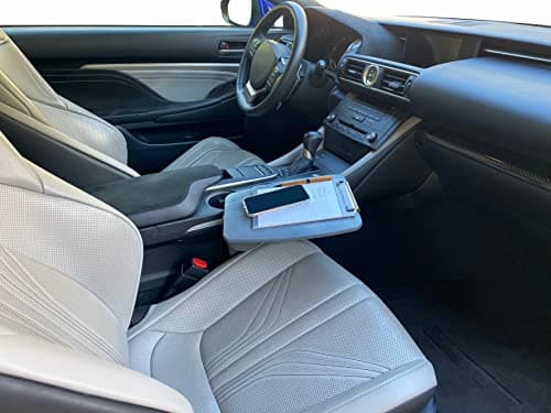 Portable Car Desk with Removable Clipboard - Fits Passenger Seat - for Laptop - Travel Desk with Drink Holder, Mobile Vehicle Desk for Professionals & Commuters, Adjustable 11.5" D x 8.5" W x 11" H 8