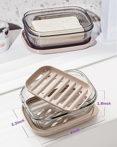 Travel Essentials Soap Holder with Lid,Leakproof Soap Dish with Drainage Layer, Portable Travel Soap Bar Case for Camping, Gym, Bathroom,Kitchen,Dormitory,Hotel(Clear) 6