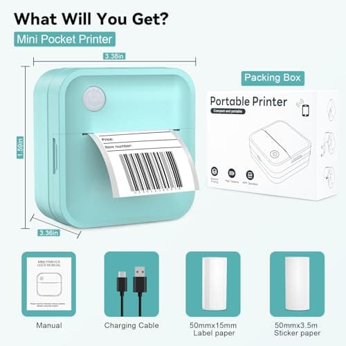 INVISEN Mini Sticker Printer - Bluetooth Portable Thermal Printer, Pocket Label Maker for Study Notes, Pictures, DIY, Label,Receipt Printer Compatible with Android and iOS, normal 7