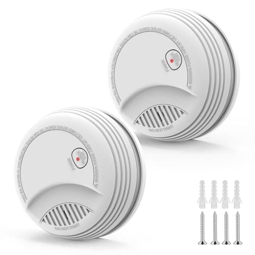 2 Pack Smoke Detector, Photoelectric Sensor Battery-powered Fire Smoke Alarm, LED warning light 85 dB alarm sound, low battery warning, mute and test buttons, suitable for living rooms, bedrooms, etc.