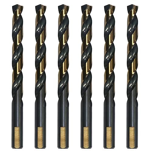 VALYRIANTOOL 6PCS 3/8" HSS Black Gold Twist Drill Bits Set, 135 Degree Split Point, Jobber Metal Drill Bit, General Purpose for Use in Mild Steel, Copper, Aluminum, Zinc Alloy, Wood, and Plastic