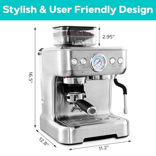 CASABREWS 5700Gense Espresso Machine with Grinder, Barista-Style Cappuccino Maker with Milk Frother Steam Wand, Professional Coffee Maker with Removable Water Tank for Cappuccinos and Lattes 6