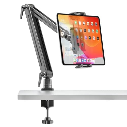 Feising Portable Monitor Stand Desk Mount - Strong Bearing Weight over 5.5lbs, Large Clamp support up to 18.5 inch 360° Rotating Base Swivel Tall Desk Arm Holder for iPad Air/Pro/Mini