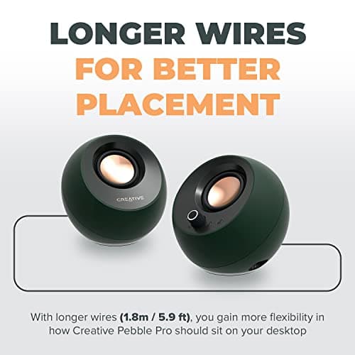 Creative Pebble Pro Minimalist 2.0 USB-C Computer Speakers with Bluetooth 5.3 and Customizable RGB Lighting, Clear Dialog and BassFlex Tech, USB Audio, Headset Port, for PC and Mac … 7