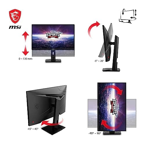 msi G274QPX, 27" Gaming Monitor, 2560 x 1440 (QHD), Rapid IPS, 1ms, 240Hz, G-Sync Compatible, HDR 400, HDMI, Displayport, Tilt, Swivel, Height Adjustable, Pivot 5