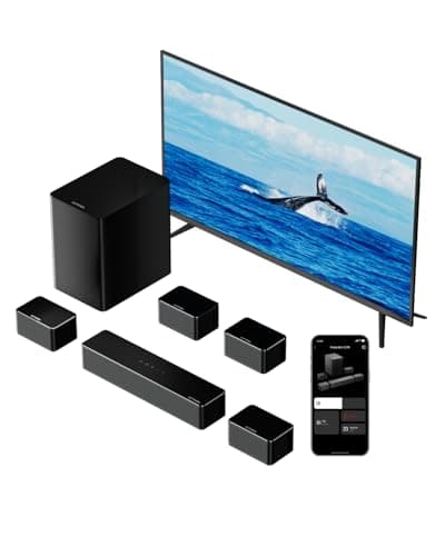 ULTIMEA 7.1 Sound Bars for TV, Virtual Surround Sound System, 410W Peak Power, App Control, Smart TV Soundbar with Wireless Subwoofer, 4 Wired Surround Speakers, Home Theater Sound System, 2025