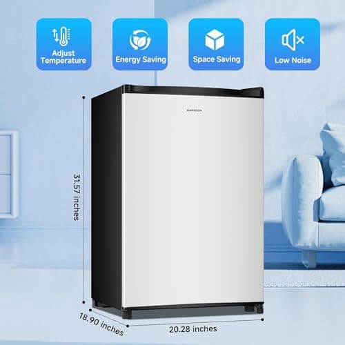 BANGSON 3.0 Cu.ft Compact Upright Freezer, Energy-Saving Mini Freezer with Ultra Low Power 40W & Adjustable Thermostat, Removable Shelves, Reversible Door, Ideal for Dorm/Office/Apartment, Silver 6