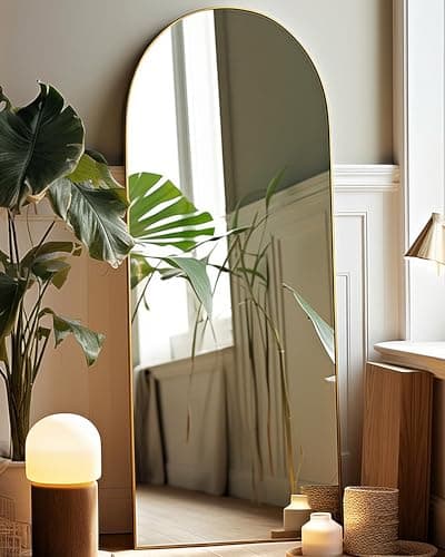 AyeWish Arched Mirror - 64"21", Aluminum Frame - Gold, Floor Standing or Wall Mounted 8