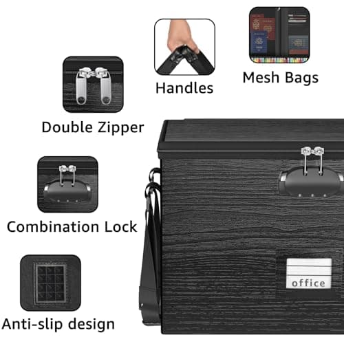 ROSONG Fireproof Document Box File Organizer - Portable Locking Filing Storage Box with Handle Waterproof for Hanging Letter/Legal Folder Important Document 5