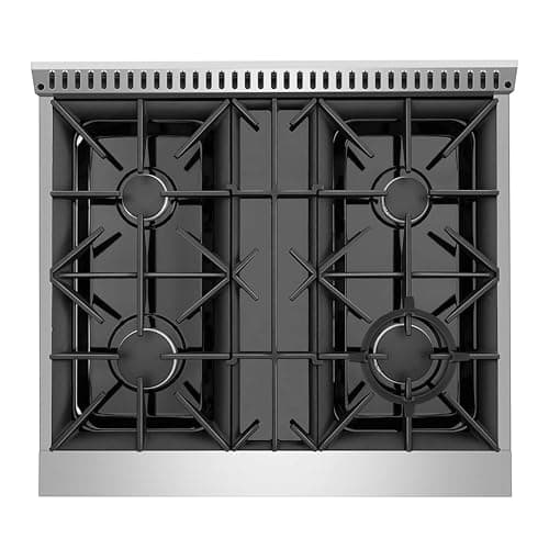 DUURA Elite Gas Range with 4 Burner Cooktop Freestanding with Porcelain Convection Oven and Broil Function, Continuous Grates with Stainless Steel Construction, 30-Inch, Metallic 6