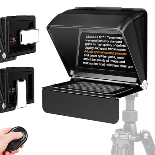 LENSGO Teleprompter for iPhone ipad Smartphone,7.9’’ Mini Portable Prompter with Remote Control,APP Compatible with iOS/Android for YouTube, Zoom, Twitch, Online Teaching,Vlogger,Live Streaming