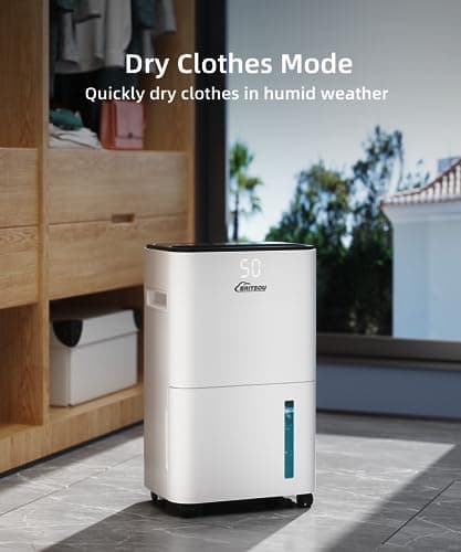 BRITSOU 34 Pint Dehumidifier for Basement with Drain Hose & 0.66 Gallon Water Tank, Manual & Auto Drainage, Smart Quiet Dehumidifiers for Home with Auto Shut off, 24HR Timer 7