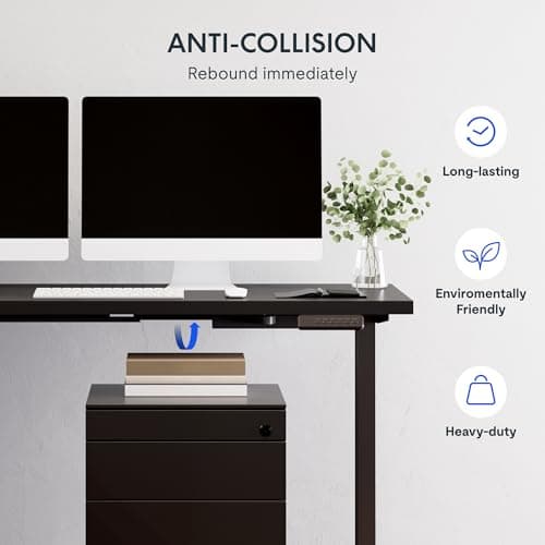 FLEXISPOT L Shaped Standing Desk, 63 x 55 Inch Electric Height Adjustable Corner Desk, Sit Stand Computer Workstation, Preset Controller, Home Office, Black Frame with Black Top 9