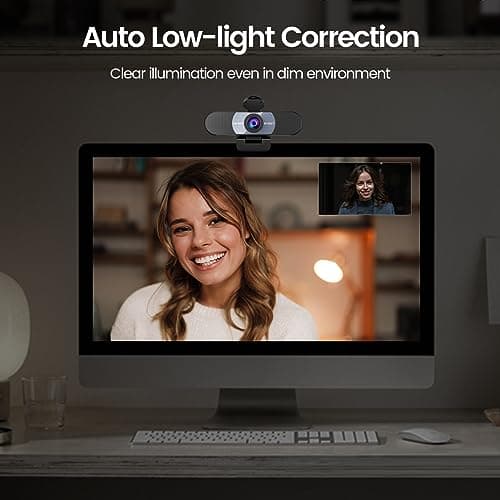 EMEET 1080P Webcam, C960 Web Camera with 2 Noise-Cancelling Microphones & Privacy Cover, 90° FOV Computer Camera, Plug & Play USB Webcam for Calls/Conference, Zoom/Skype/YouTube, Laptop/Desktop, Grey 7