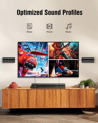 Hiwill 4.1ch Sound Bar with Dolby Atmos, 300W Sound Bar for Smart TV with Subwoofer, 2 Front Surround Speakers, Soundbar for TV Speaker, Adjustable Bass, Surround Sound System for TV, HiElite A41 8
